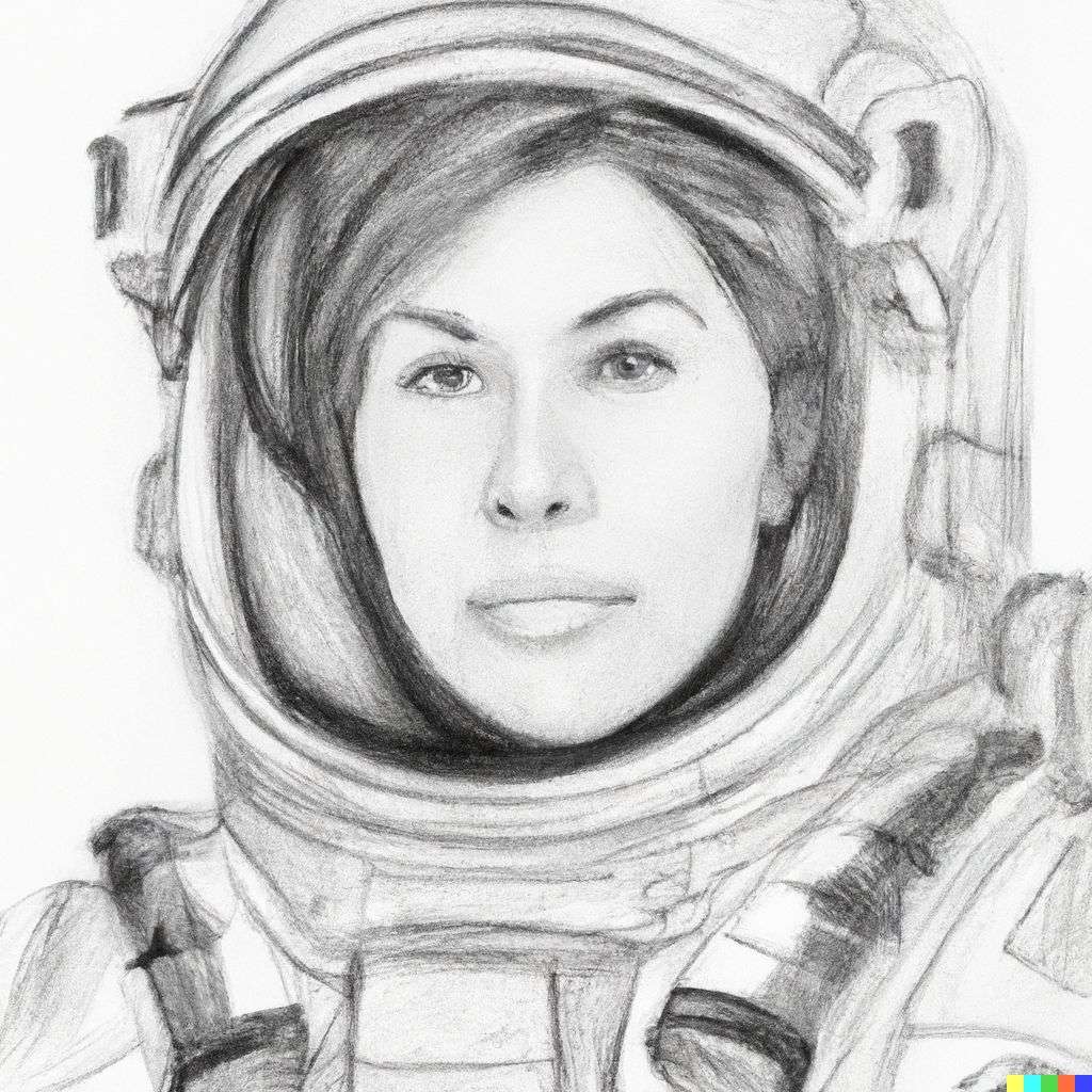 an astronaut, detailed pencil sketch